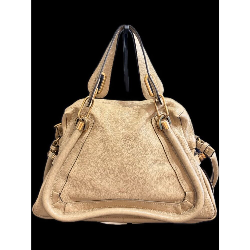 CHLOE Paraty 2 way Beige Leather Shoulder Bag 11 by 14 in  Great Cond. Authentic